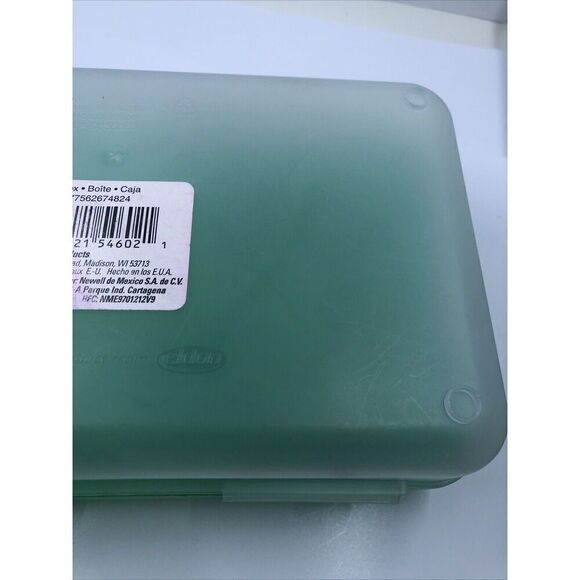 Spacemaker Vintage Plastic Pencil Case Box -  Green Top and Frosted Clear Bottom - Picture 12 of 12